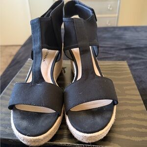 Moda Spana Black Espadrille Shoes with Platform Sole